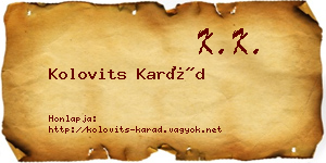 Kolovits Karád névjegykártya