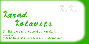 karad kolovits business card